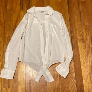 White Madewell blouse with front tie! Never worn!